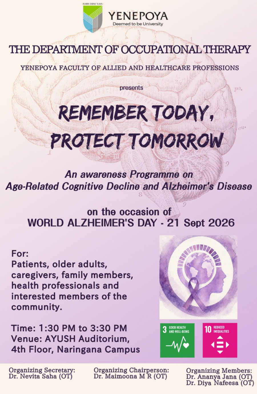 Remember Today, Protect Tomorrow - An Awareness Programme on Age-Related Cognitive Decline and Alzheimer's Disease